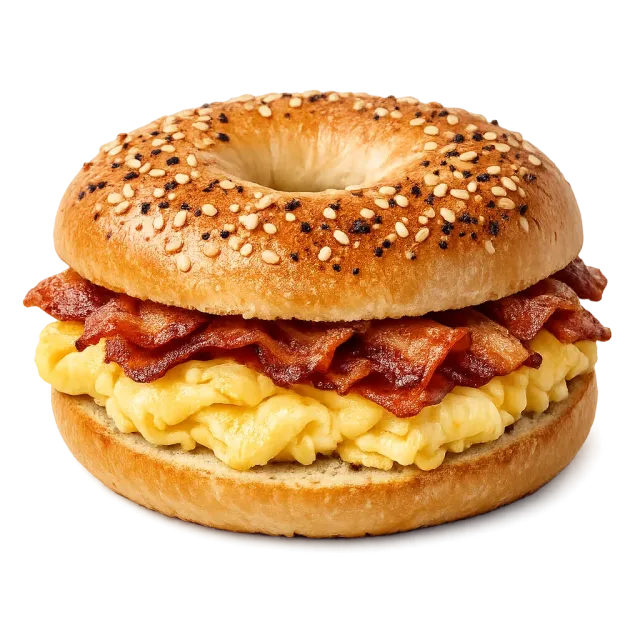 Bagel con huevo y beicon